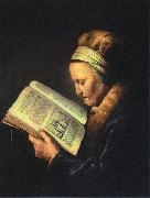 Gerrit Dou Portrait of an old woman reading oil painting